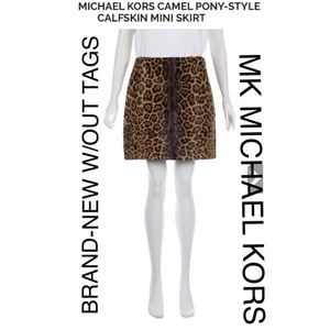 MICHAEL KORS CAMEL PONY-STYLE CALFSKIN MINI SKIRT